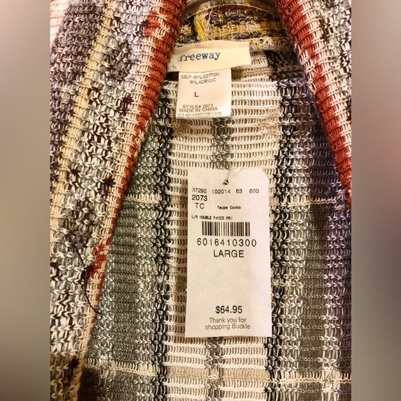 NWT Freeway Southwestern Flyaway Cardigan Size Large + Free Shipping - Picture 8 of 9